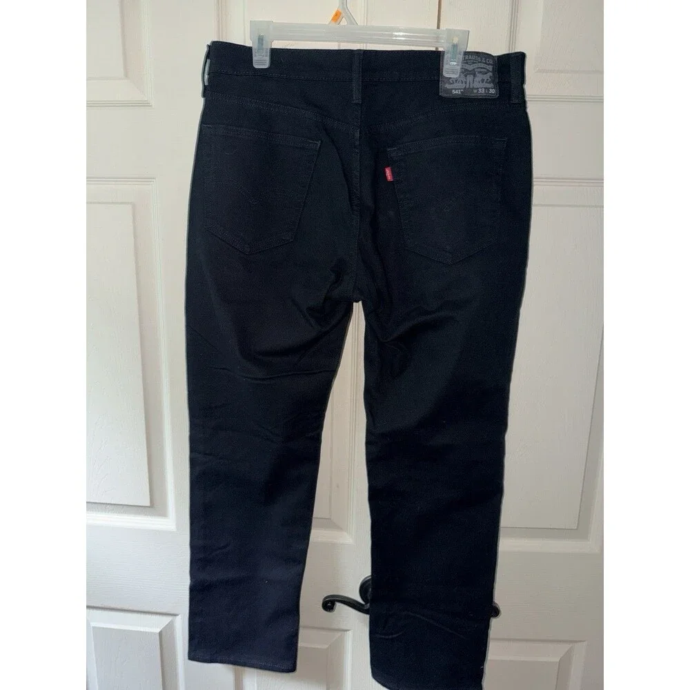 Levis 541 Athletic Fit Stretch Black Denim Jeans Mens Size 33 x 30
